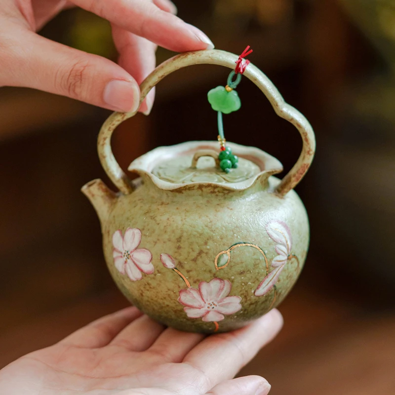 140ml Chinese Handmade Ceramic Teapot Creative Lotus Flower Shape Tea Pot Household Filter Kettle Zen Tea Infuser Pot Tea Set