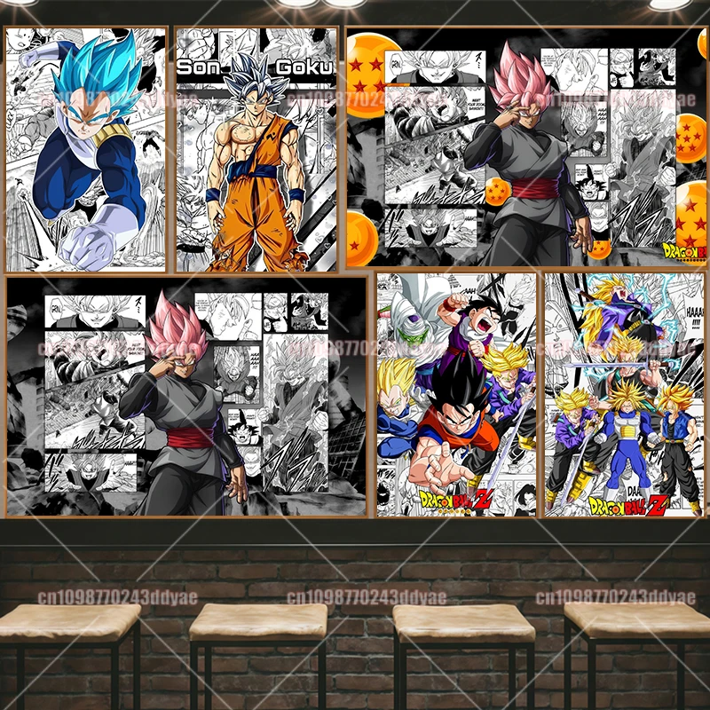 Dragon Ball Z Creative Innovation HD Poster Wall Vegeta Sun Wukong Gohan Children's Bedroom Gym Art Decoration Oil Painting