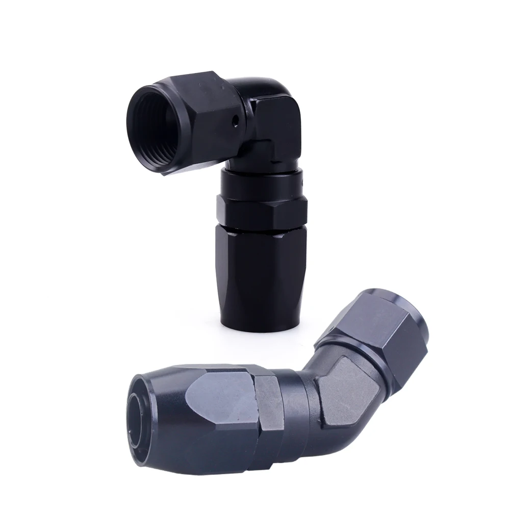 Straight 45 Degree 90 Degree Aluminum AN4 6 8 10 12 16 Forged Type Swivel Hose End Fitting Adapter Oil Cooler Fuel Line