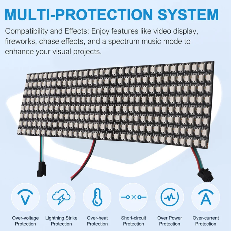 WS2812 Programmable LED Light Individually Addressable Flexible Strip DC5V 8x32 for Video Display