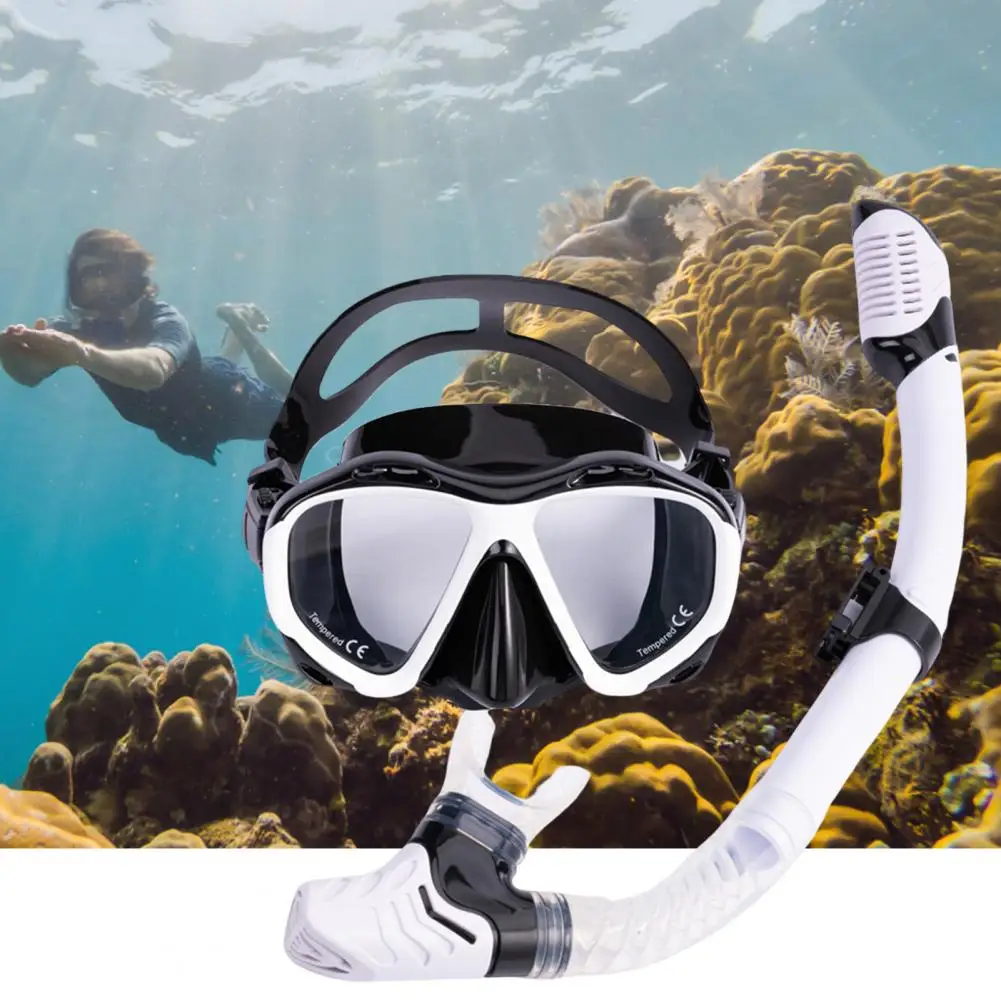 Diving Goggles Breathable Anti-fog Large Frame Silicone Diving Face Goggle Diving Goggles Swimming Tube Set Snorkeling Supply