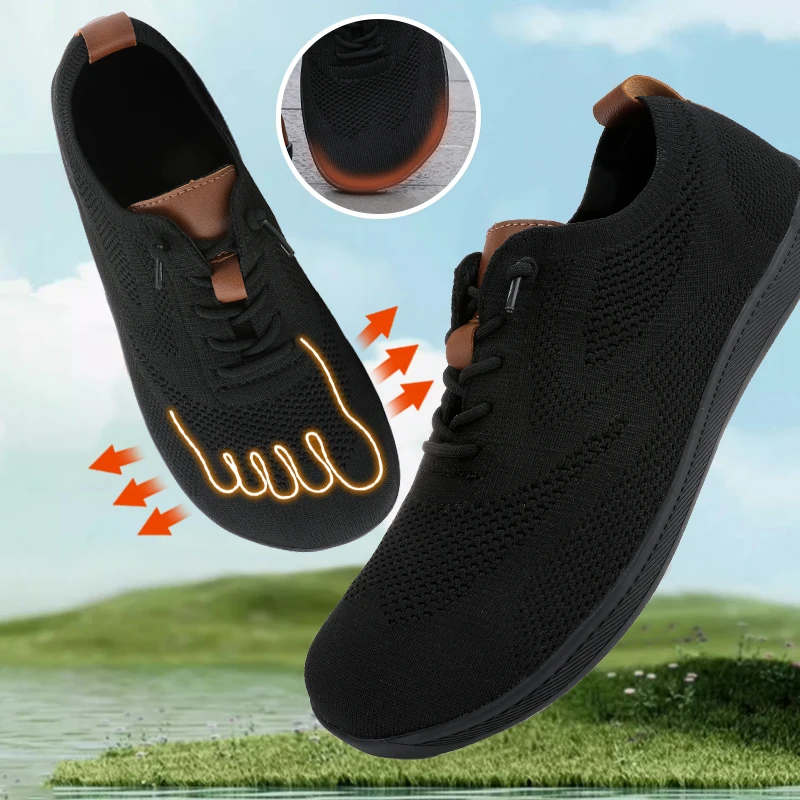 

New Men's Wide Barefoot Canvas Sneaker 2024 Fashion Flats Soft Zero Drop Sole Wider Toe Light Weight Fashion Sneakes Large Size