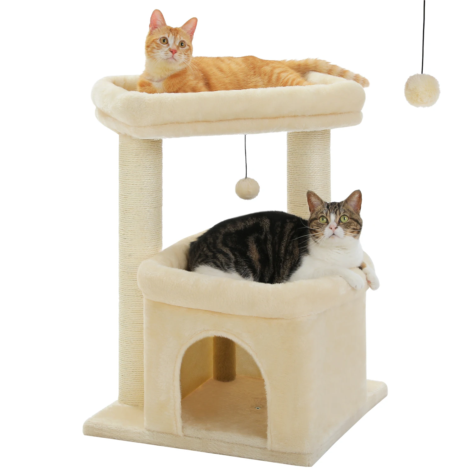 Image of Torre per gatti per gatti da interni con cervello privato accogliente per gatti, doppio grande persico con tiragraffi per gattino cod004