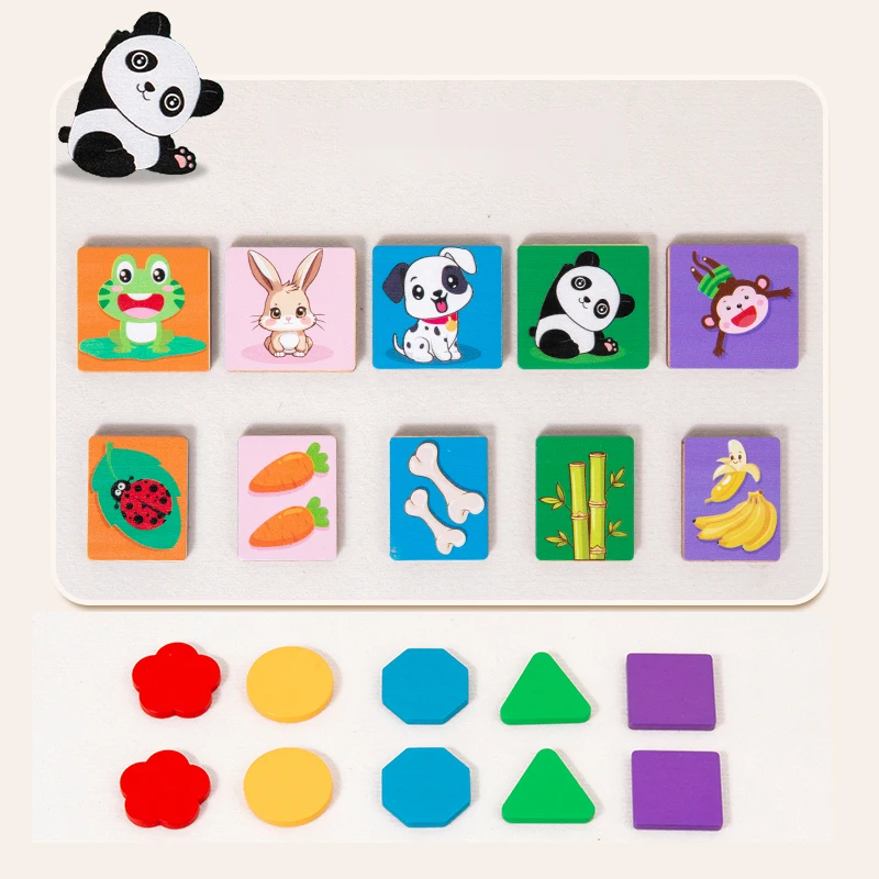 لوحة مطابقة النمط الهندسي الخشبي مع بطاقات الألغاز تطور مهارات المراقبة والتركيز الأشكال الملونة هدايا الألعاب