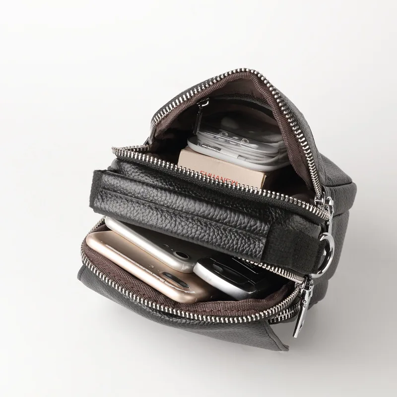 New Mini Crossbody Genuine Messenger Bag Leather Fashion Single Shoulder Multifunctional Cowhide Men's Backpack Daily Small Bag