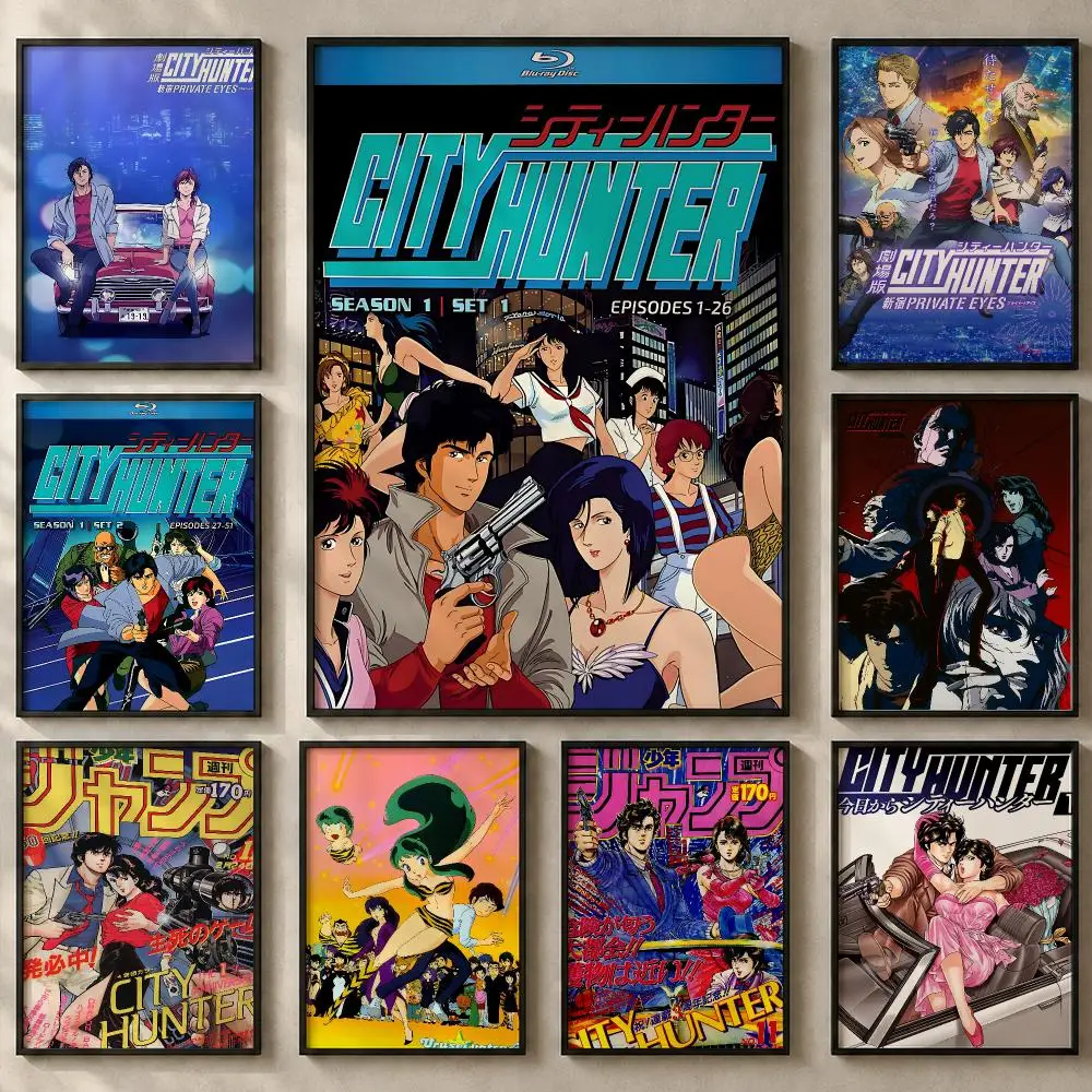 Anime C-City HunterS Poster Art  Self-Adhesive No Glue Residue Wall Sticker for Home Office Nursery