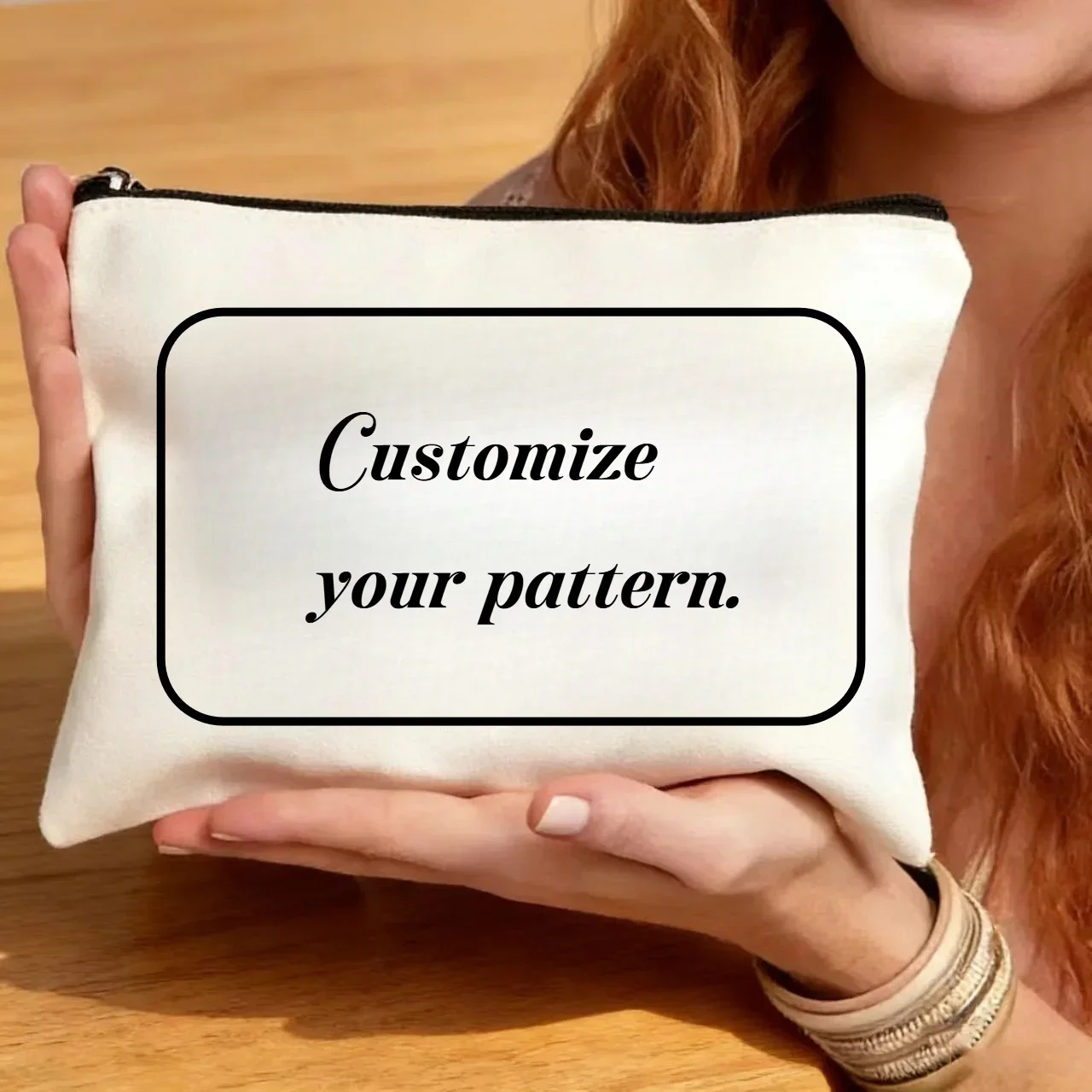 1PC Customizable Photo Canvas Makeup Bag Personalized Pouch for Women and Girls Unique Custom Gift Makeup Pouch Purse