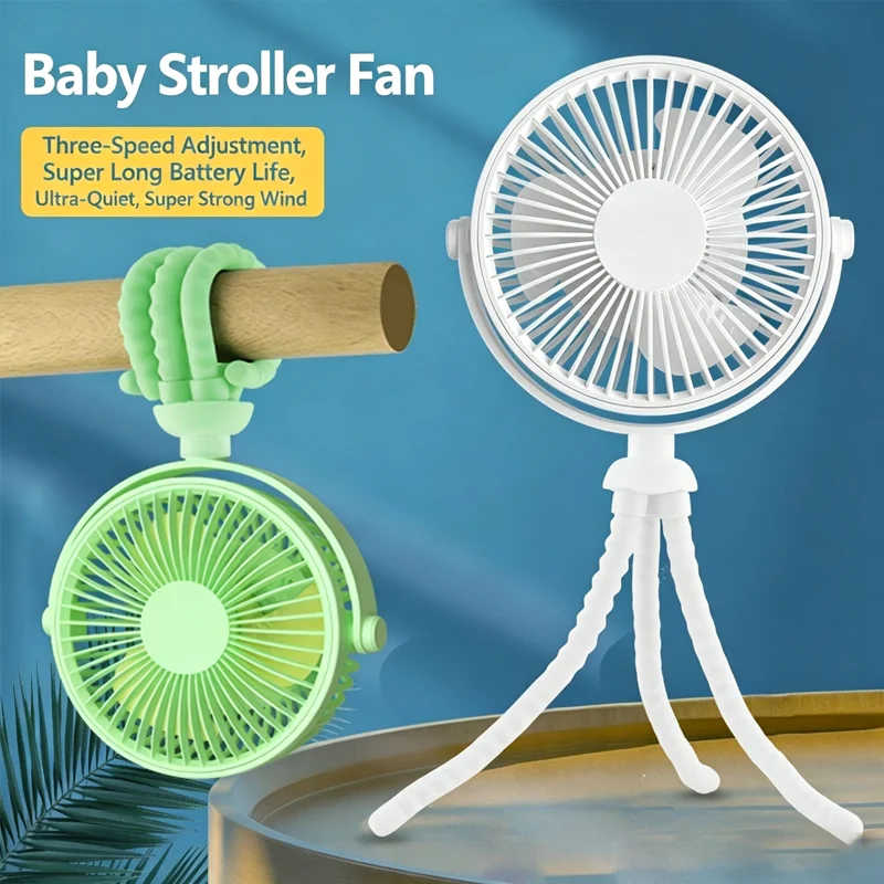 

USB Charging Portable Multifunction Fan Octopus Shape Handheld Fan Adjustable 360 Degree Rotation Baby Stroller Electric Fan