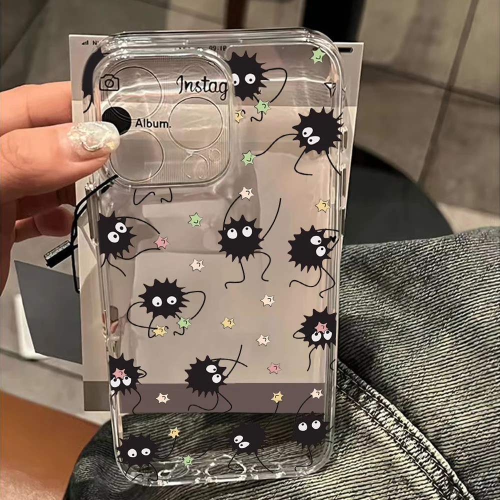 Милый угольный чехол для телефона «Эльфы a-away» для iPhone 17, 16, 16e 15, 14, 13, 12, 11 Pro Max Air Plus, прозрачная задняя крышка