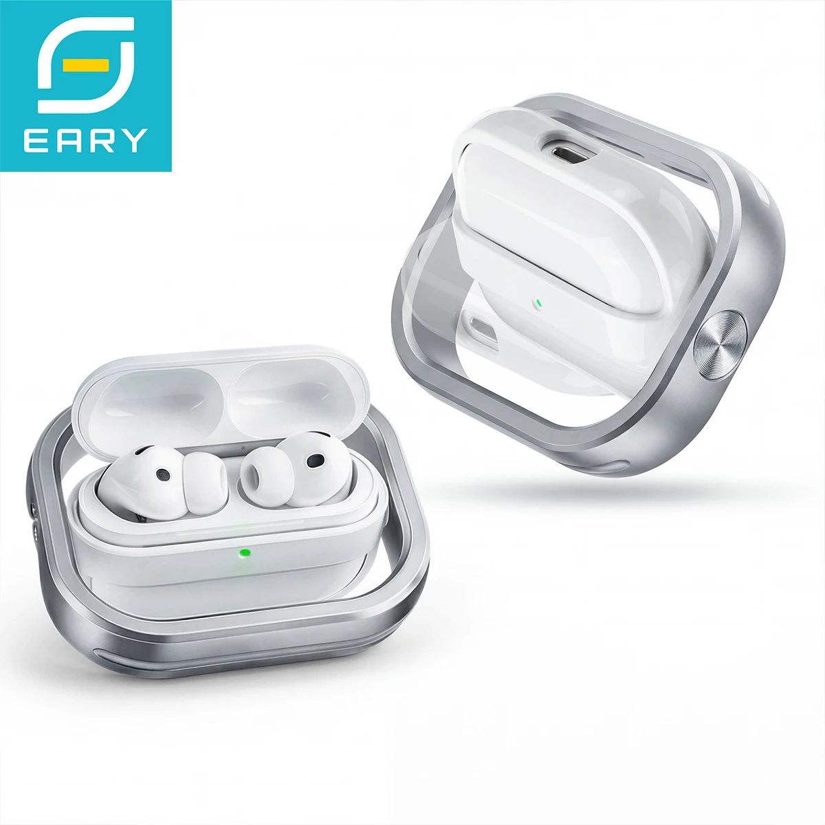 Eary für AirPods 4 AirPods Pro 3 Metallhülle Magnetische Fingerspitzen-Rotationsabdeckung Stoßfeste Luxus Anti-Drop Kopfhörer-Schutzhülle