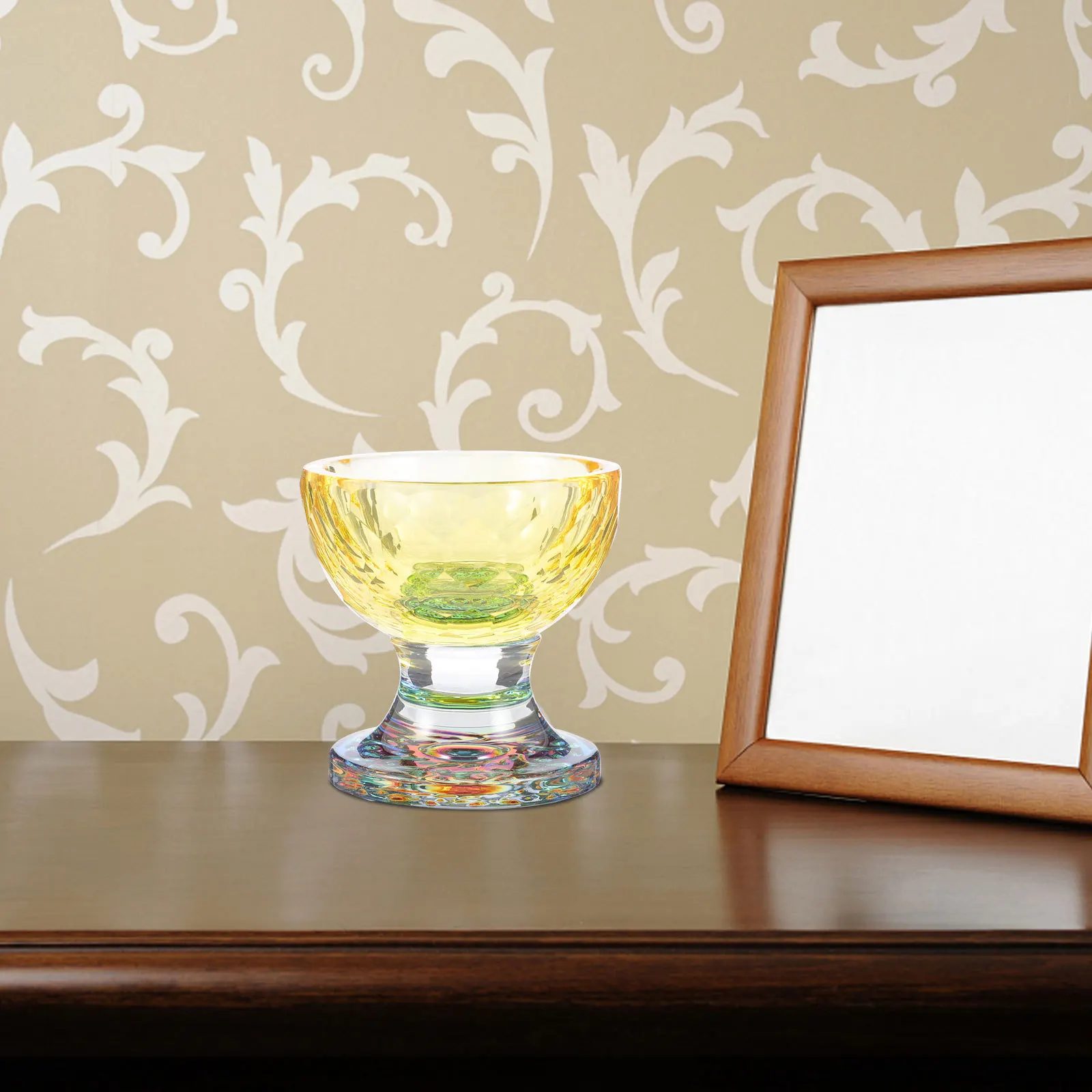 

Buddha Offering Bowl Supply Clear Glass Ornament Exquisite Design Home Temple Use Calming Ambiance Gift