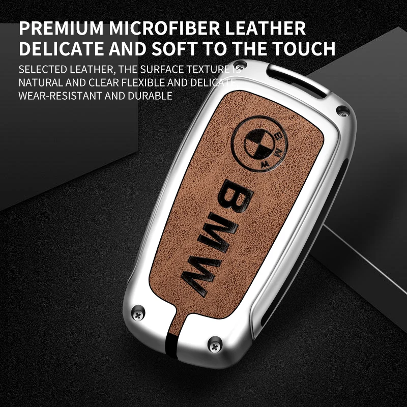 For BMW 1 2 3 4 5 6 Series 5GT GT3 GT5 X1 X3 X4 X5 X6 M2 M3 M4 M5 M6 G30 F10 F15 F16 F20 Zinc Alloy Genuine Leather Car Key Bag