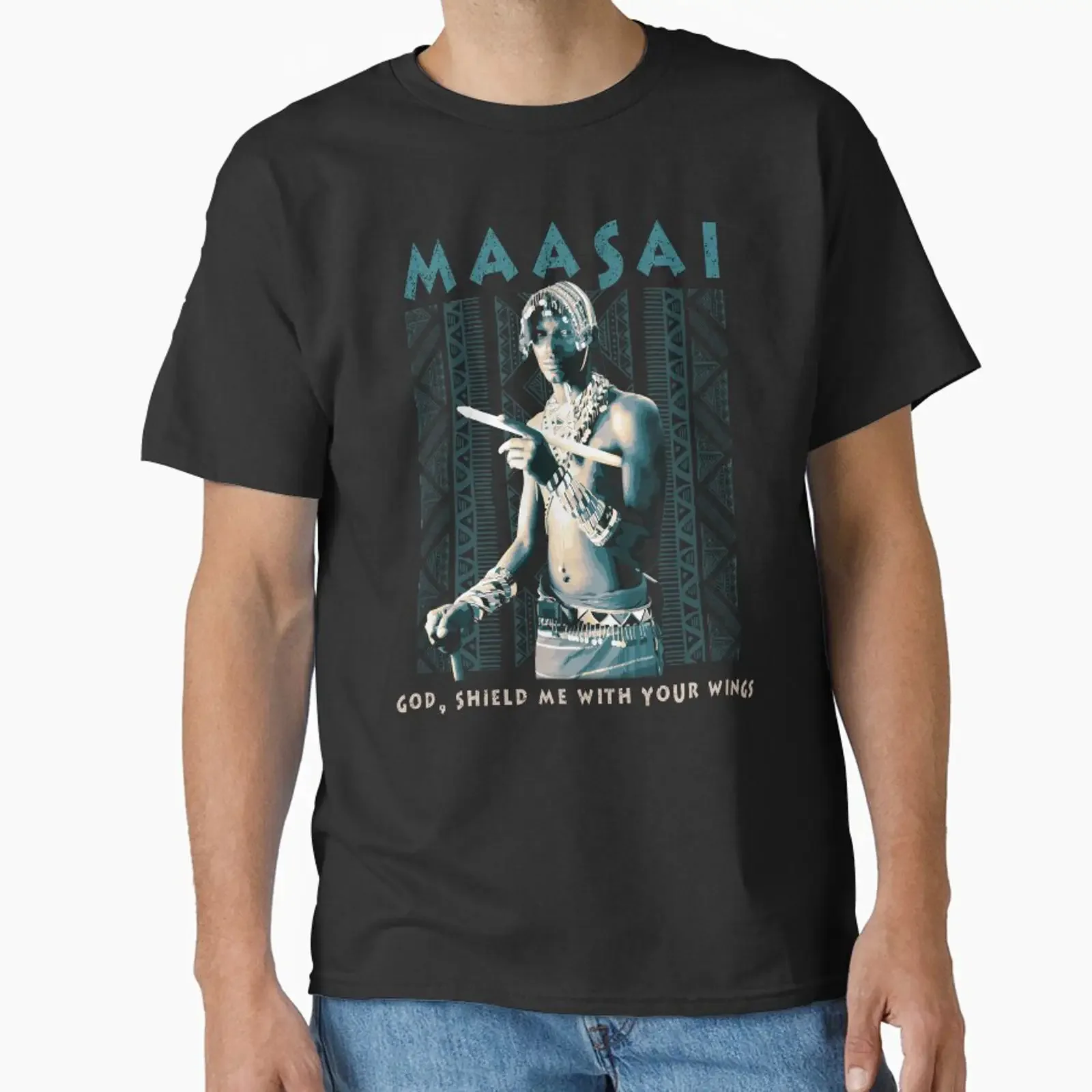 God Shield Me With Your Wings Maasai Mara African Proverb Pattern Design Africa Classic T Shirt vintage Washed graphic Soft