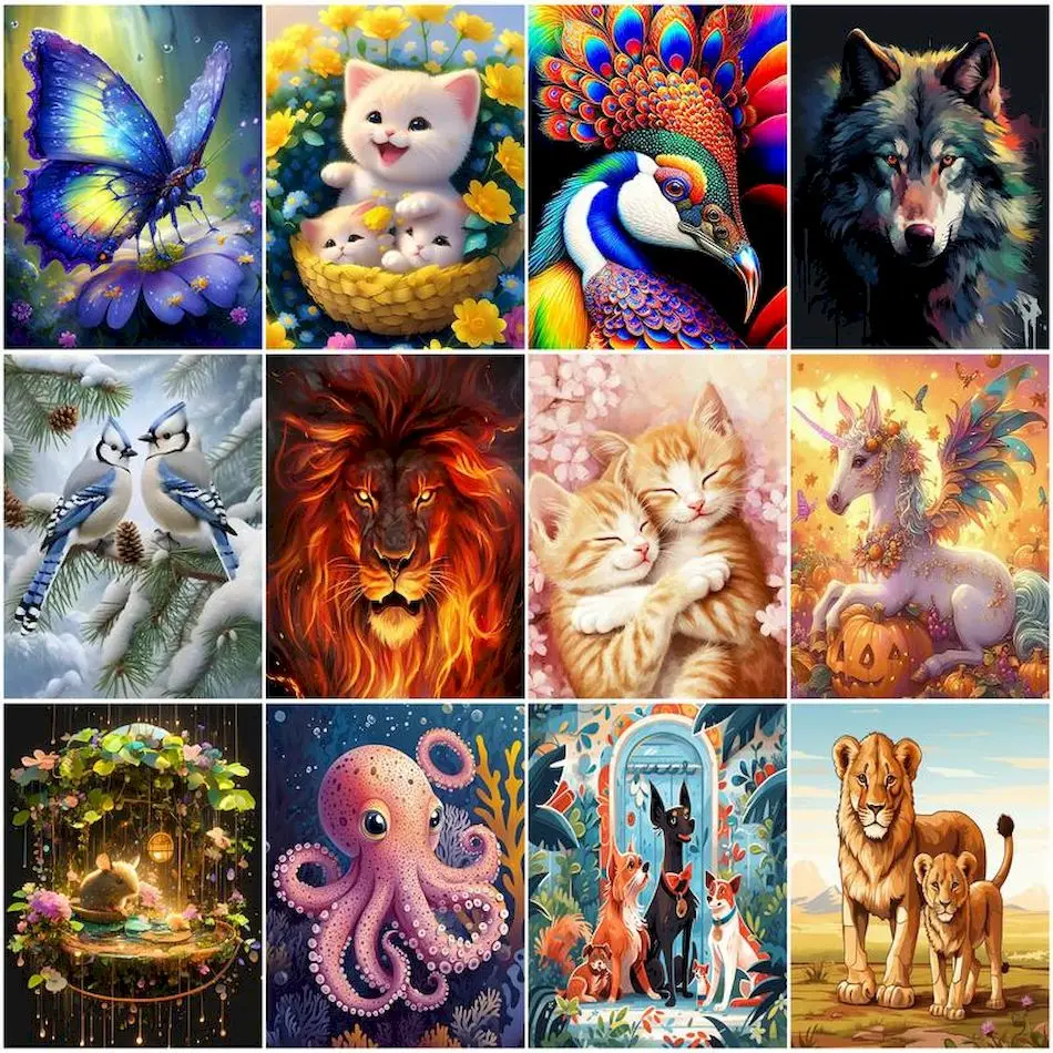

RUOPOTY Simple Painting By Numbers Animals Acrylic Drawing On Canvas Diy Set Color Markers Diy Set Wall Art Picture Paints Kits