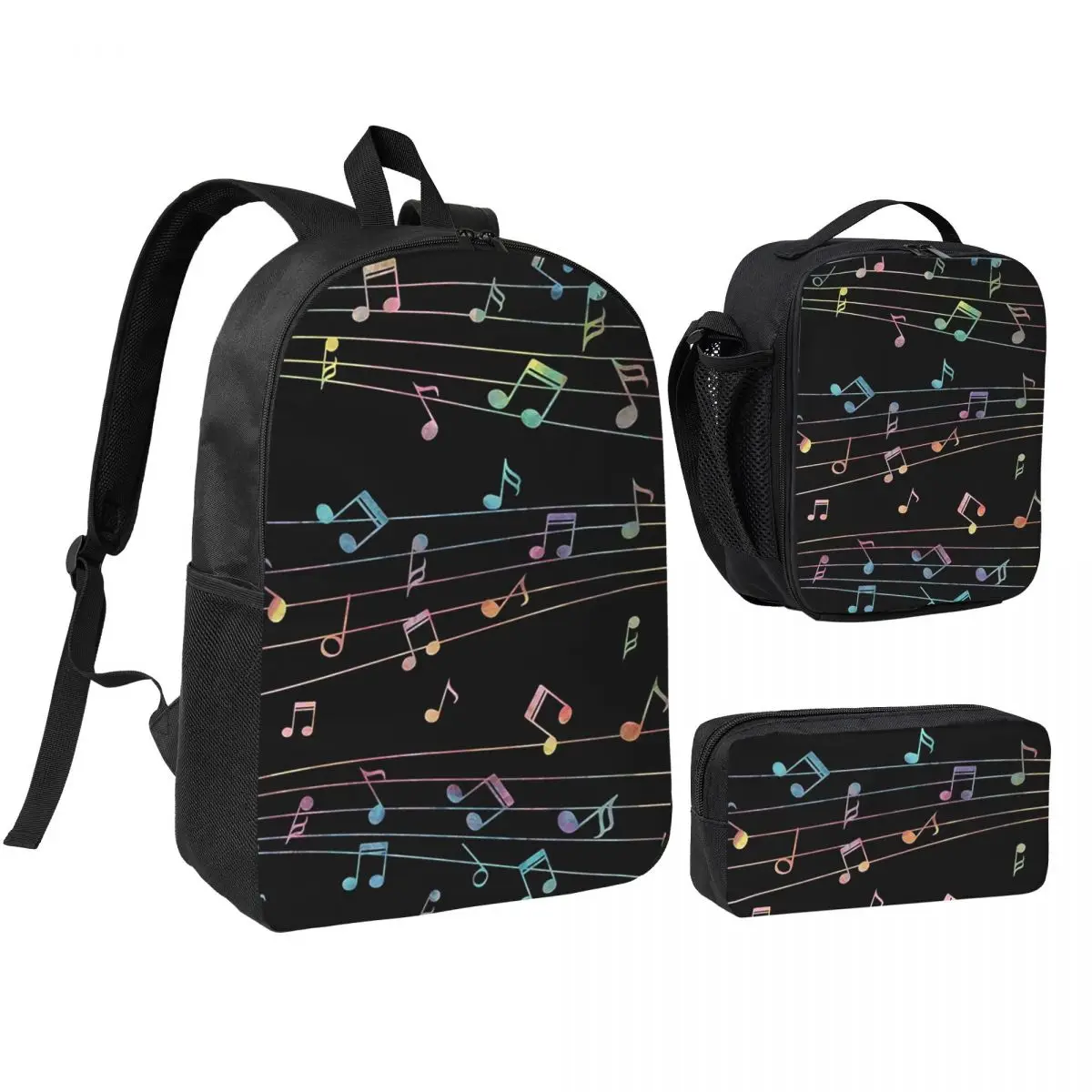

Music Notation Musical Notes Backpack Boys Girls BookBag School Bag Shoulder Bags 3ps Insulated Lunch Bag Pencil Case