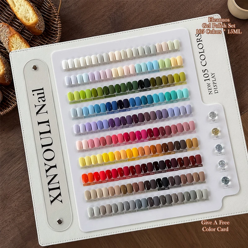 105 Colors Solid Gel Polish Pure Color Nail Lacquer All Seasons Trendy Colors Soak Off UV Gel Nail Art Set DIY Manicure Salon