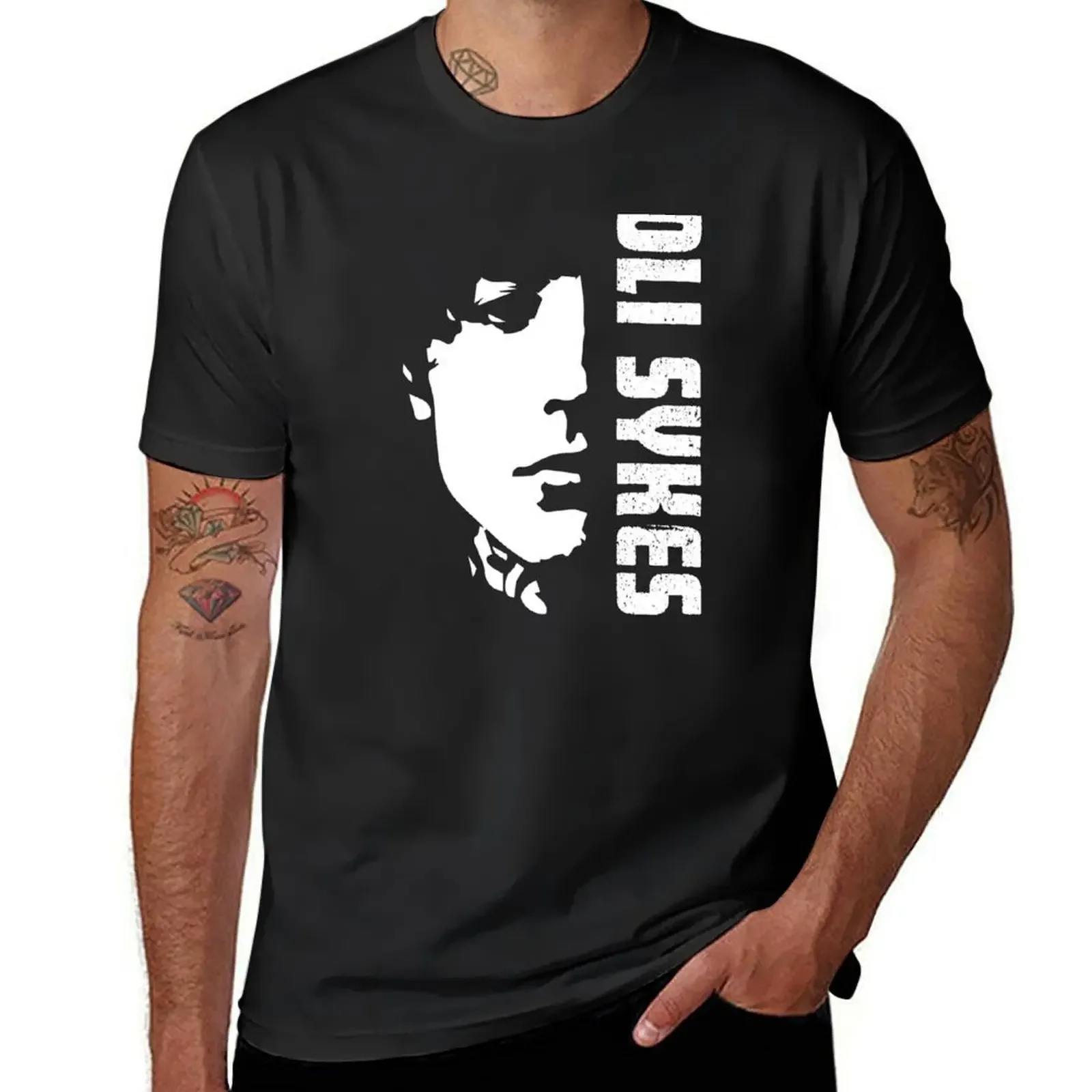 

Футболка Oli Sykes с иллюстрациями, милые топы, быстросохнущие черные мужские футболки на заказ