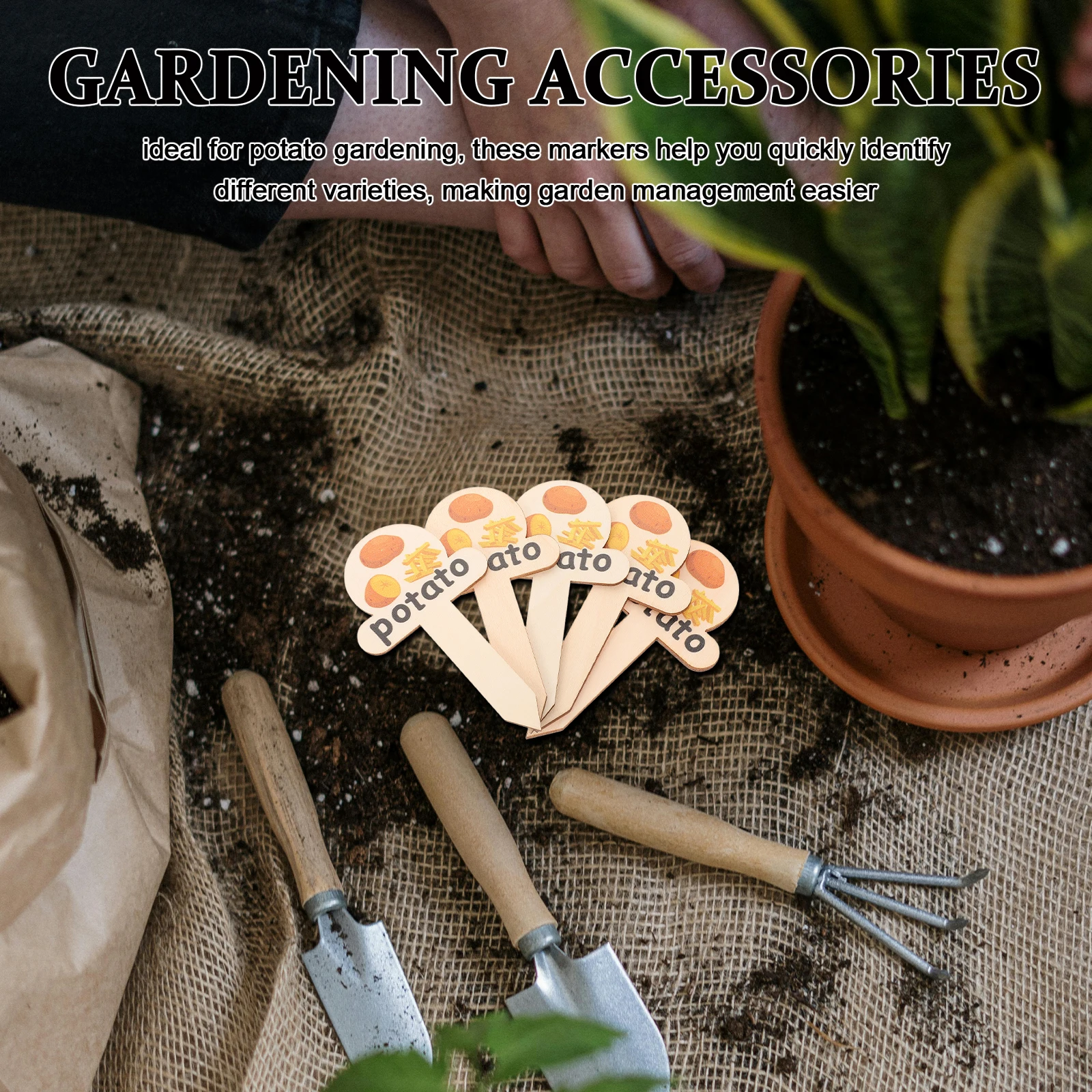 

10pcs Wooden Plant Markers Garden Stakes Outdoor Indoor Gardening Reusable Flower Pots Vegetable Succulent Seedling Marker