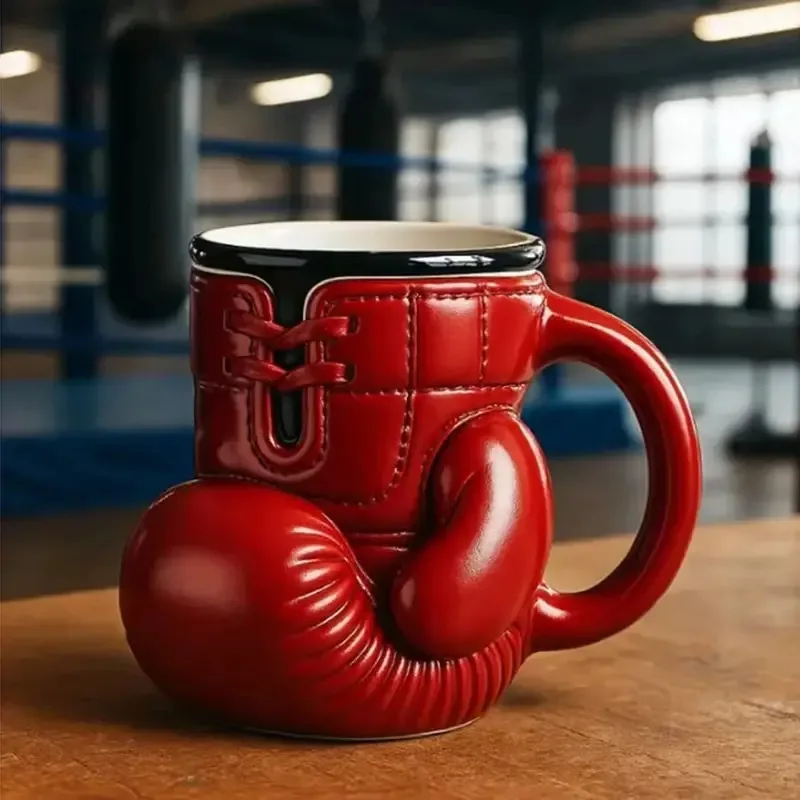 Creative 3D Boxing Glove Ceramic Coffee Cup Durable Red Sports Style Mug for Boxers Fitness Lovers Home Office Gift