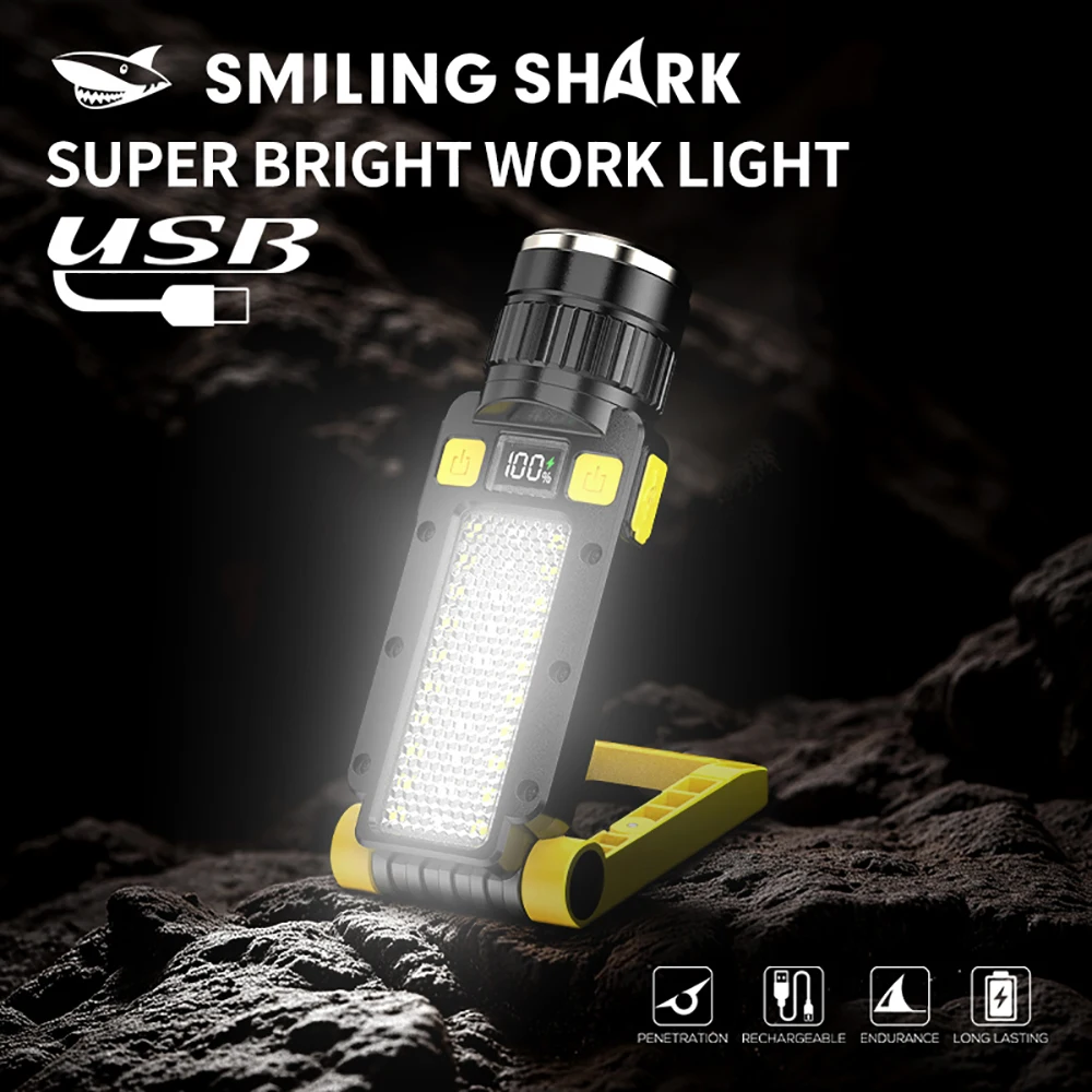 

Smiling shark GZ-5114A Work Light, LED Work Light & Portable Task Light Rechargeable with Adjustable Brightness for Emergency