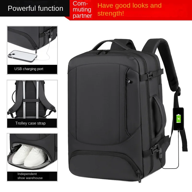 New Large-Capacity Men\'s Travel Backpack USB Charging Expansion Business Laptop Bag Multifunctional Waterproof Backpack mochila