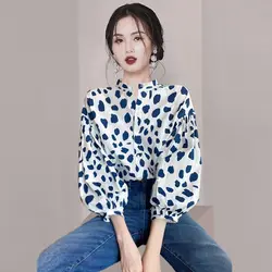 Age Reducing Design Bubble Sleeves Polka Dot Shirt New Women's Fashion Retro Niche Chiffon Top