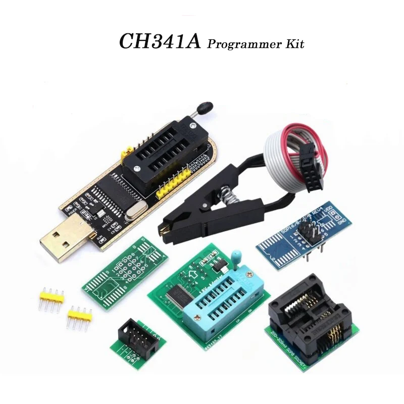 Programmer Test clip SOP8CH341 Programmer USB Motherboard SOP16 to DIP8 DIP16 150mil 200mil Socket LCD BIOS FLASH24 25Burner Kit