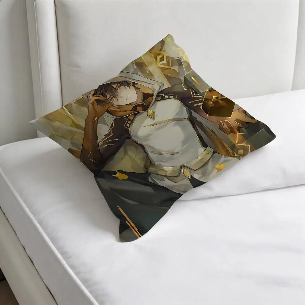 Zhongli G-Genshin Impact Fashion Square Pillow Case Durable Throw Pillow Cover for Sofa Couch Chair