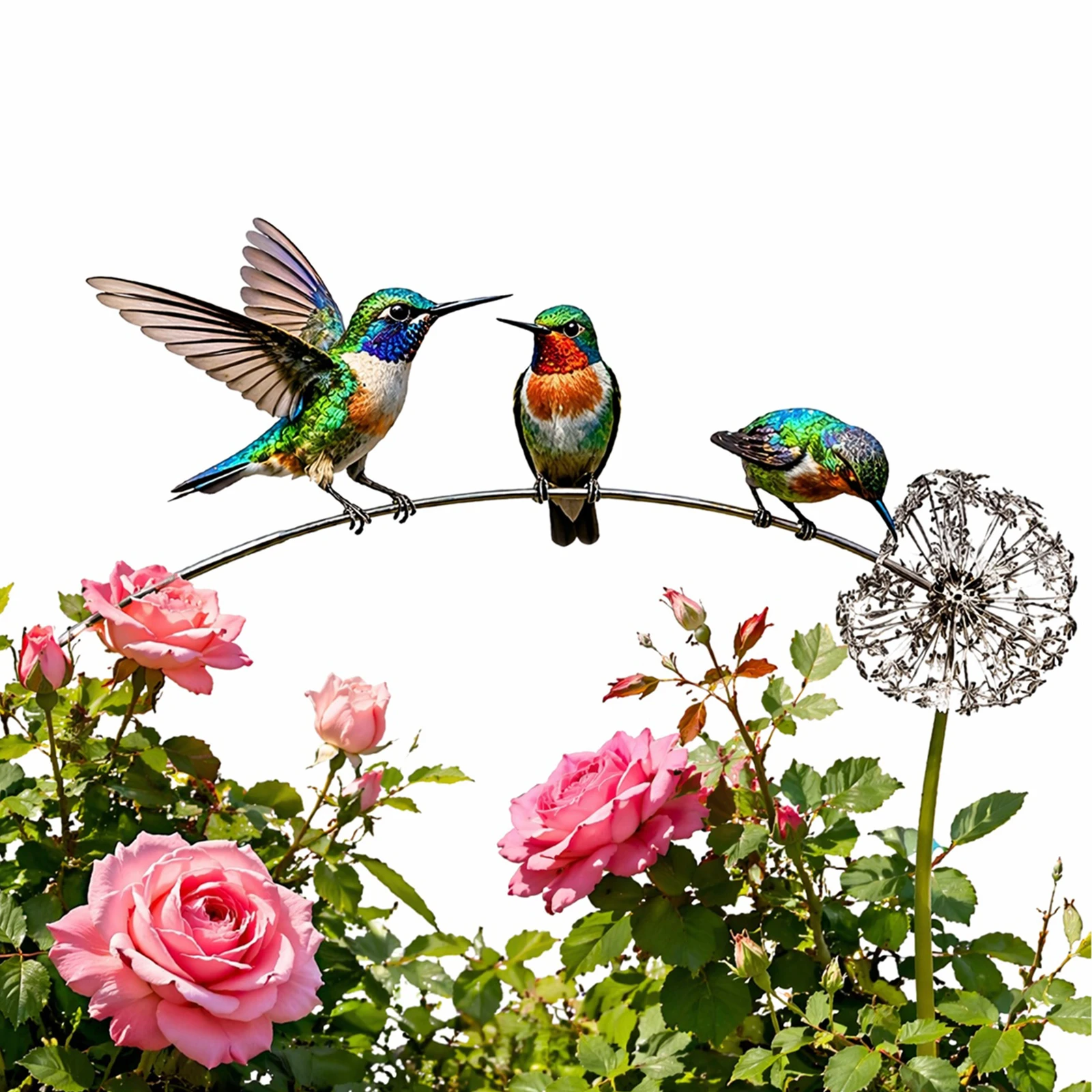 Iron Outdoor Yard Art Stake Decorative Lawn Ornaments Beautiful Statue Figurines for Lawn Patio Flower Bed Walkway