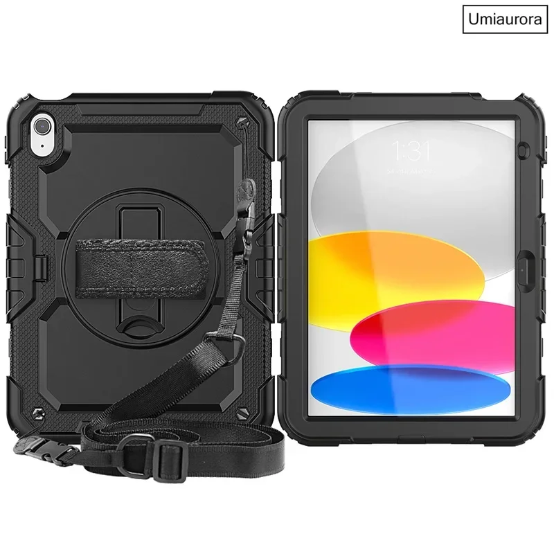 For IPad Mini 4 5 9.7 7th 8th 9th 10.2 10th Gen 10.9 Pro 10.5 inch Tablet Case Heavy Duty Rugged Stand Strap Shockproof PC Cover