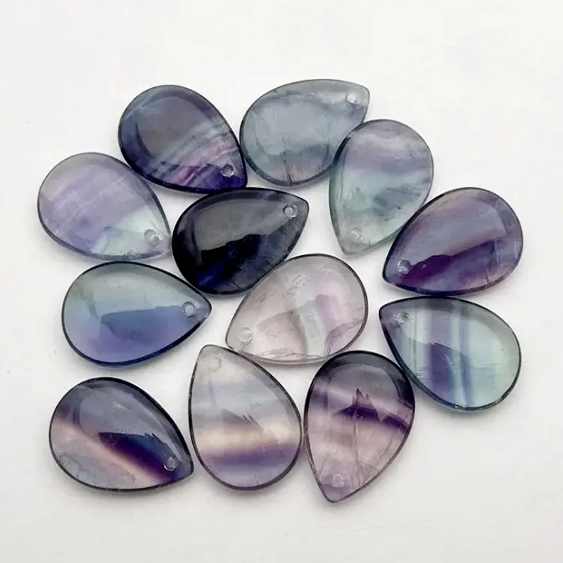 Fashion natural fluorite stone 25X18MM Water drop beads for jewelry making Pendant Earrings charms Free shipping wholesale 10Pcs
