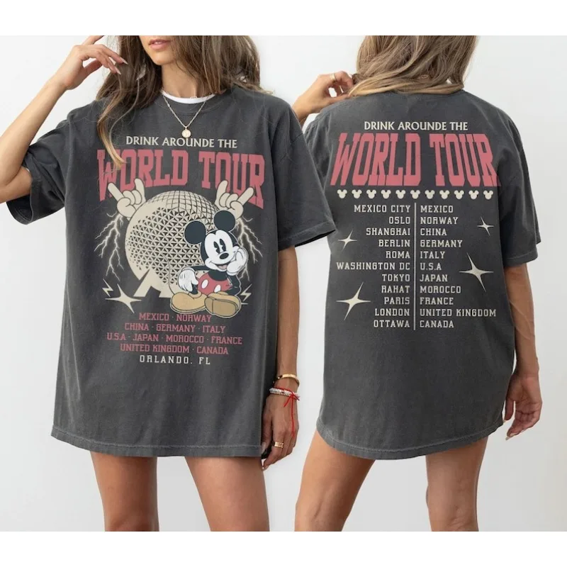 

Летние семейные футболки 2026: Микки и друзья, ретро, высококачественный хлопок, оверсайз, унисекс, повседневные, кавайные футболки для детей (мото)