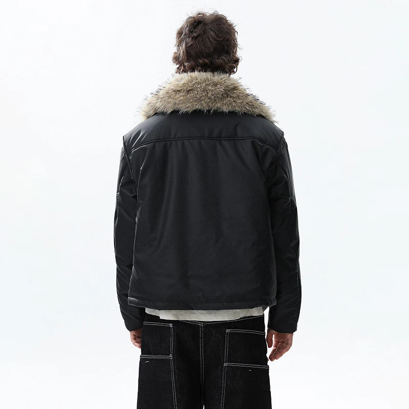 LUZHEN оригинальное высококачественное стеганое пальто из искусственного меха с воротником, мужская зимняя мода 2025 года, красивая теплая куртка-парка, мужская одежда JY5033