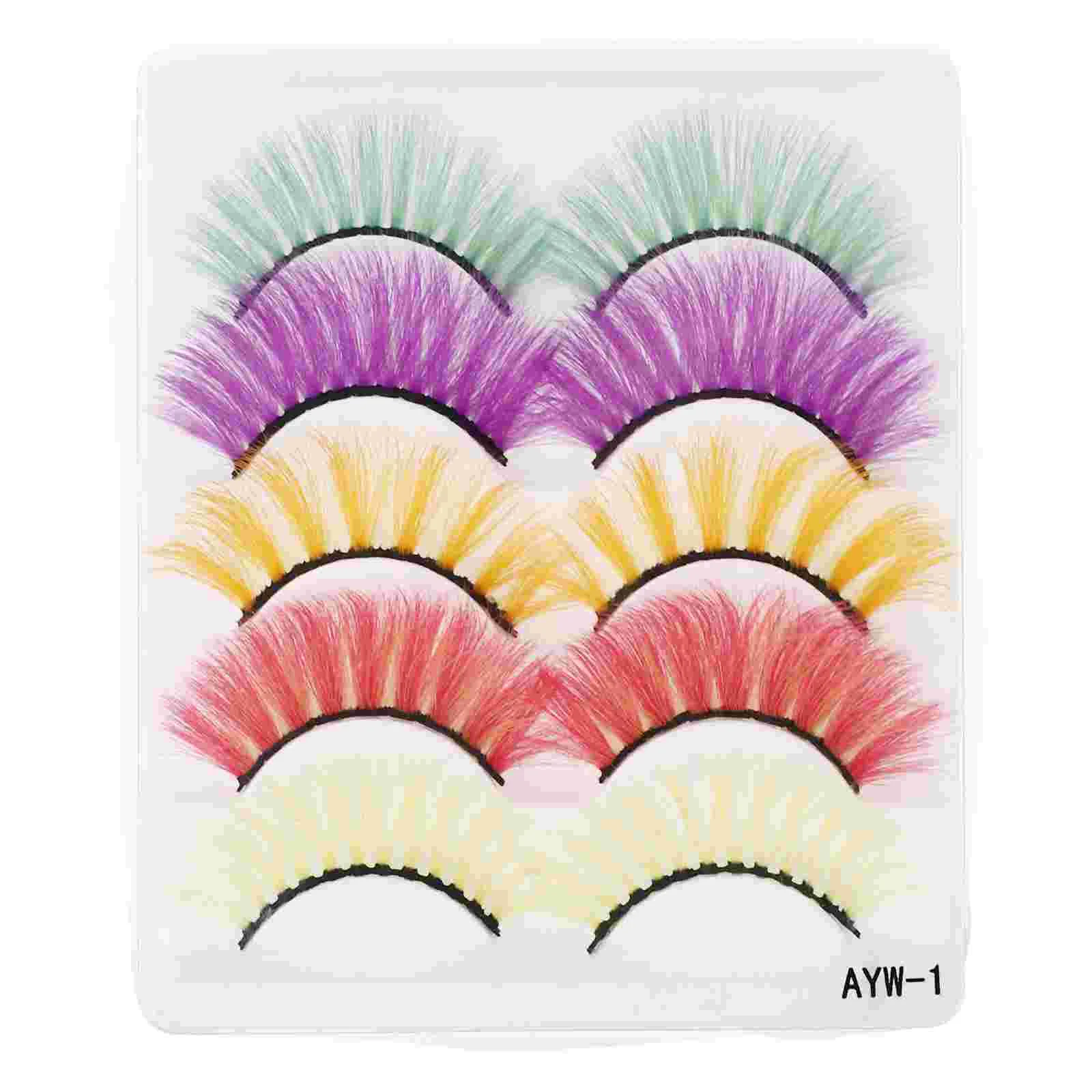 5 Pairs Magnetic Suite Fake Eyelashes Miss Kit Colorful Strips Creative Imitation False