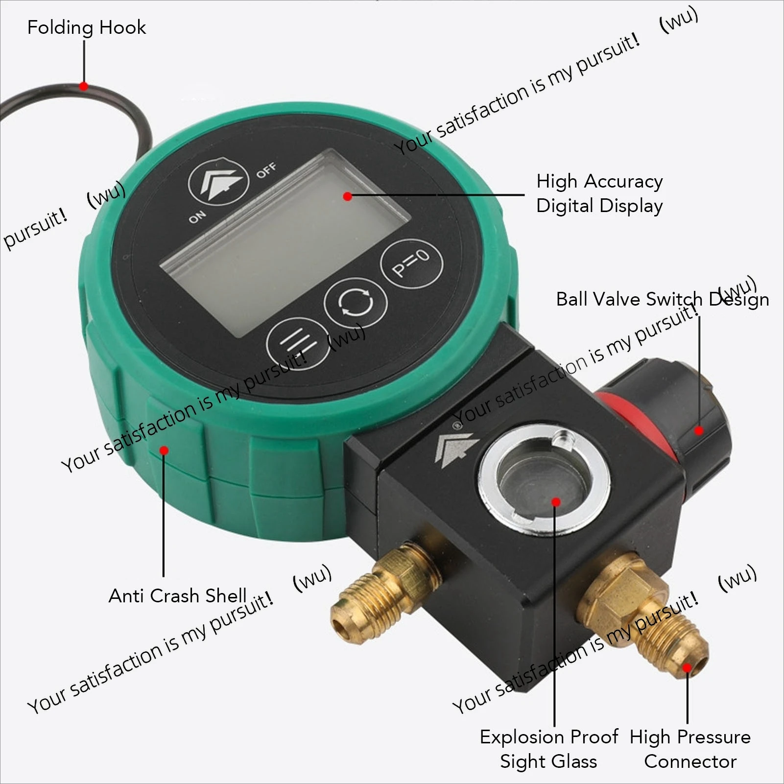 Digital HVAC Instrument Ball Valve, Stable Vacuum Gauge Tester Multifunctional Timed Stop Air Conditioning Fluoride
