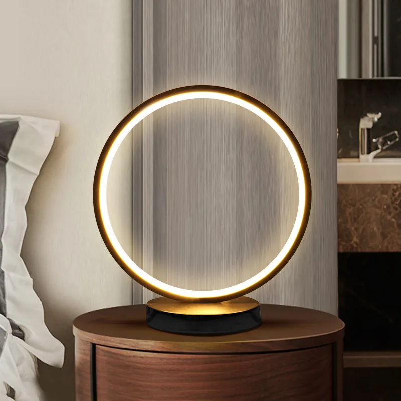 Creative Circle Table Lamp New Chinese Table Lamp Study Eye Protection USB Rechargeable Bedroom Bedside Decorative Night Lights