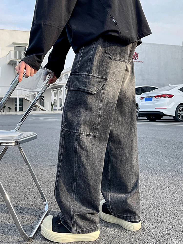 

Casual Straight Leg Workwear Jeans for Men Loose Fit Teenagers Autumn Cotton Denim Trousers Wear Resistant Comfortable Leisur...