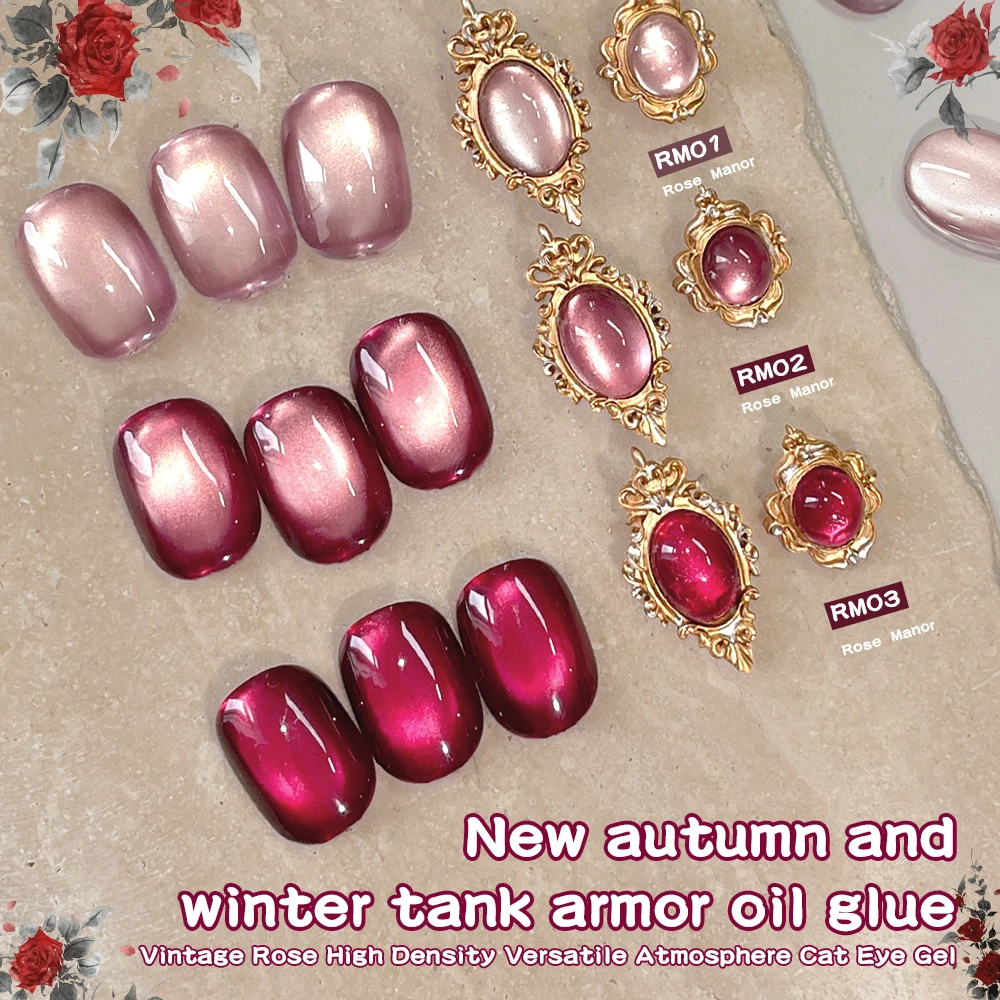 5 مللي الخريف والشتاء جديد روز الأحمر القط العين جيل للأظافر النفط روز مانور شعبية تبييض طويلة الأمد مسمار الفن العلاج بالضوء هلام #6