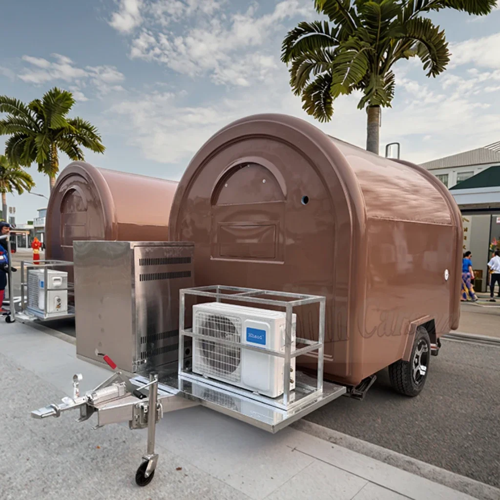 Fully Equipped Street Kitchen Fiberglass Trailer for Snacks Chips Fast Food New Condition Hot Sale Commercial Mobile Food Truck