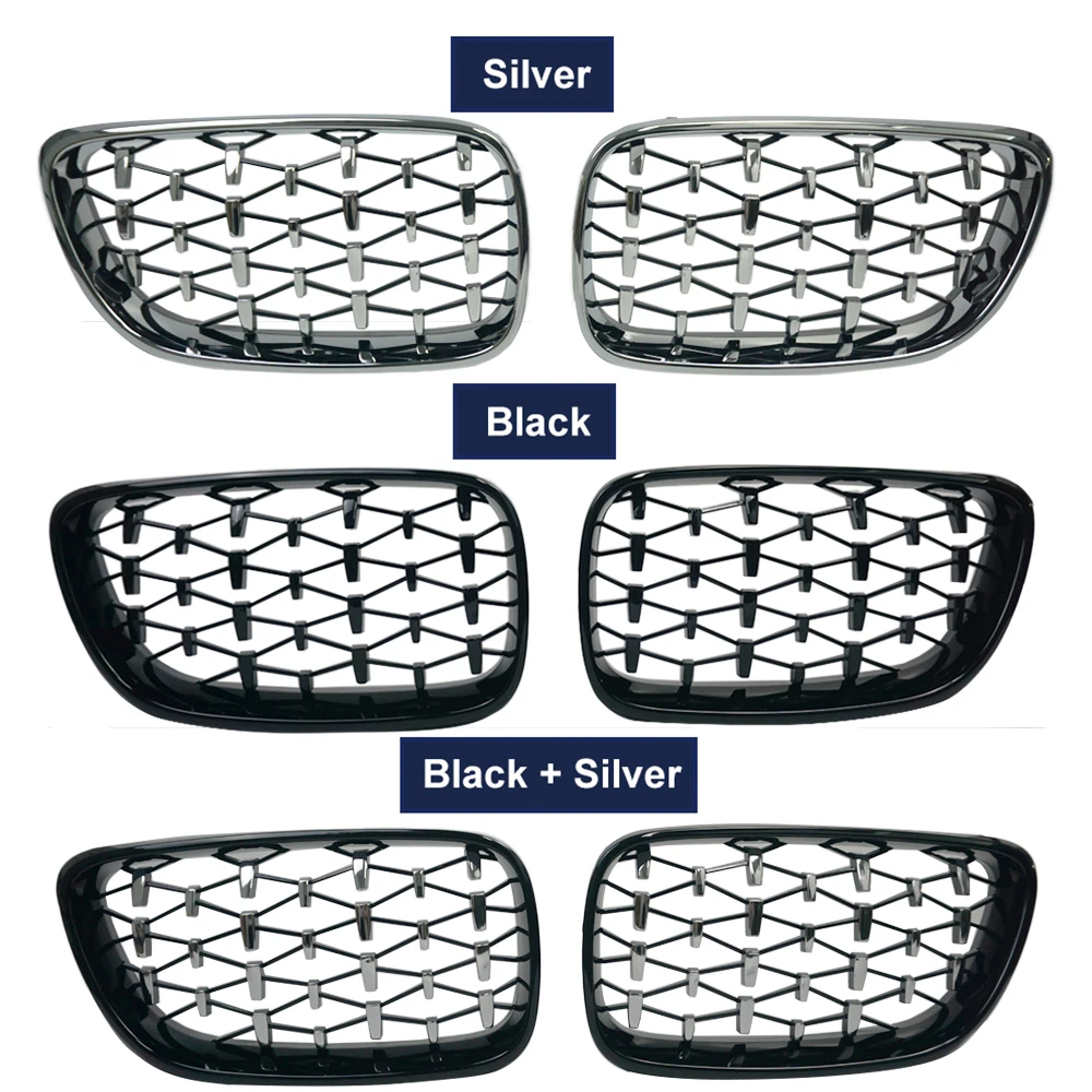 High Quality Car Front Kidney Diamond Grille Racing Grill Silver Grilles Accessories For BMW 2 Series F22 F23 F87 M2 2014-2019