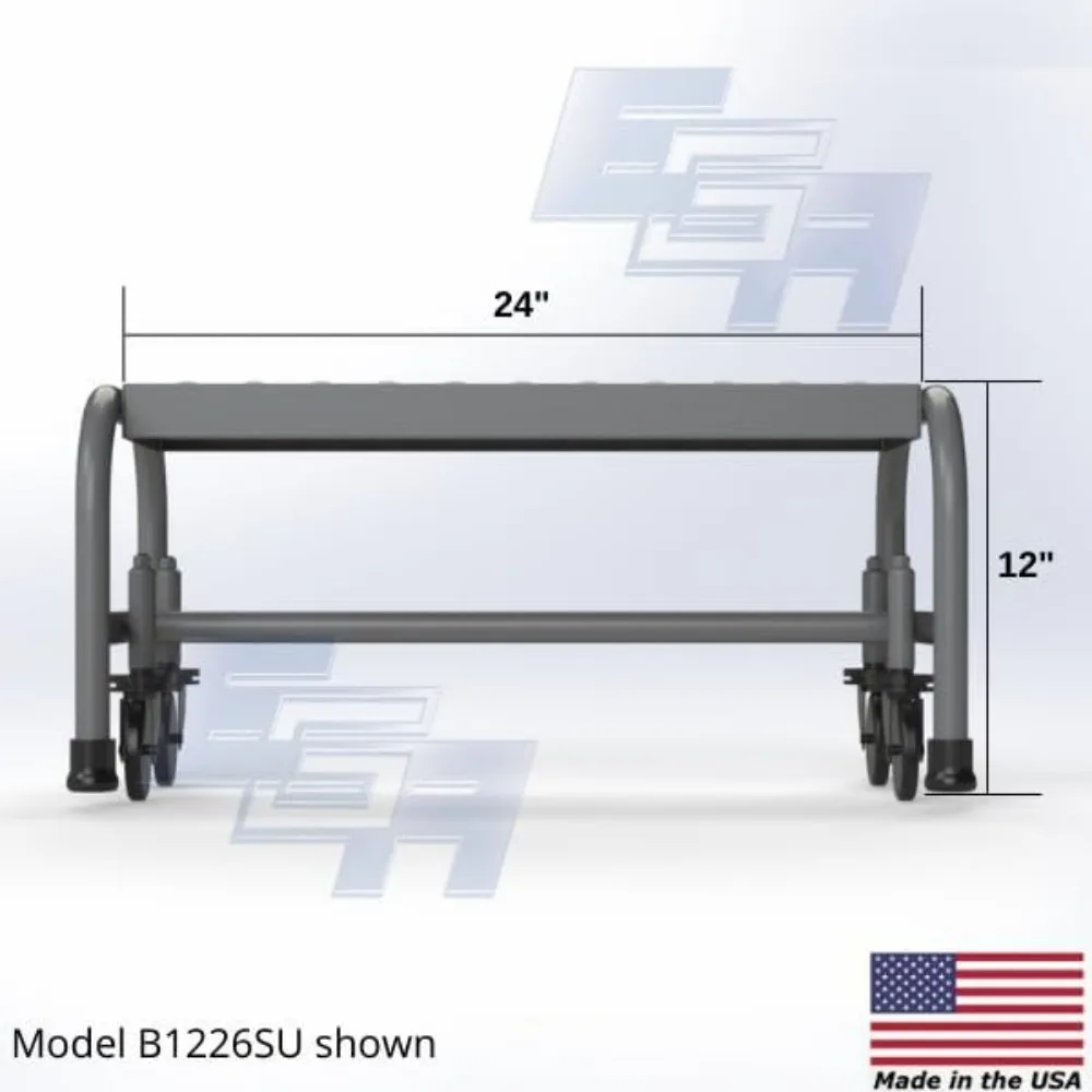 Zweistufige Rollhockerleiter, Modell B2020SU, 20-Zoll-Top-Tufe, OSHA-zugelassen, amerikanisch gefertigt, 2-stufig, 16-Zoll breit perforierter Tr
