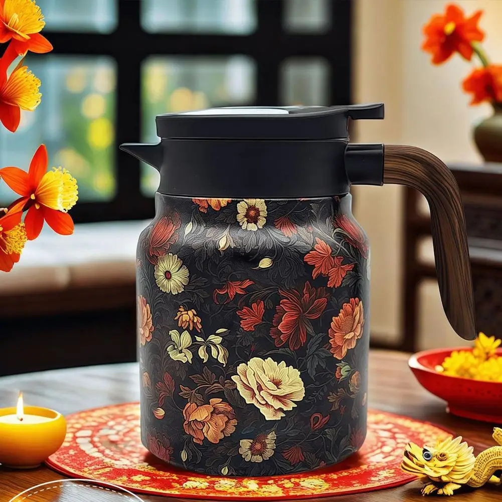 

Floral Pattern Teapot Floral Steel Tea Kettle 1000ml Drip-Proof Tea Pot Kitchen Tea Kettle Tea Infuser Kettle Family