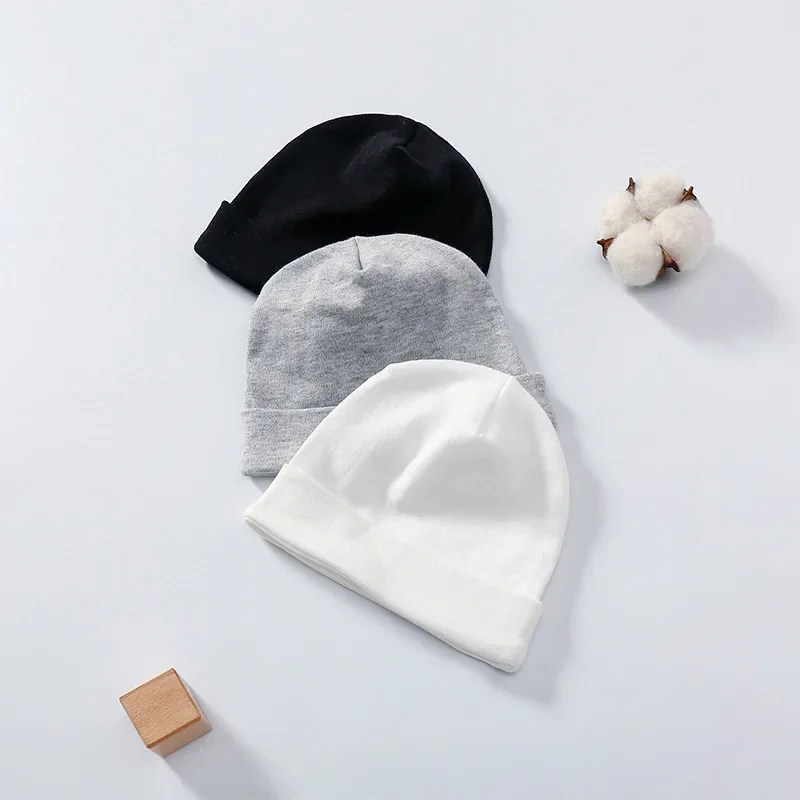 0-9 Months 2 Pcs Lot Baby Hats Newborn Baby Cotton Hats Baby White Hats