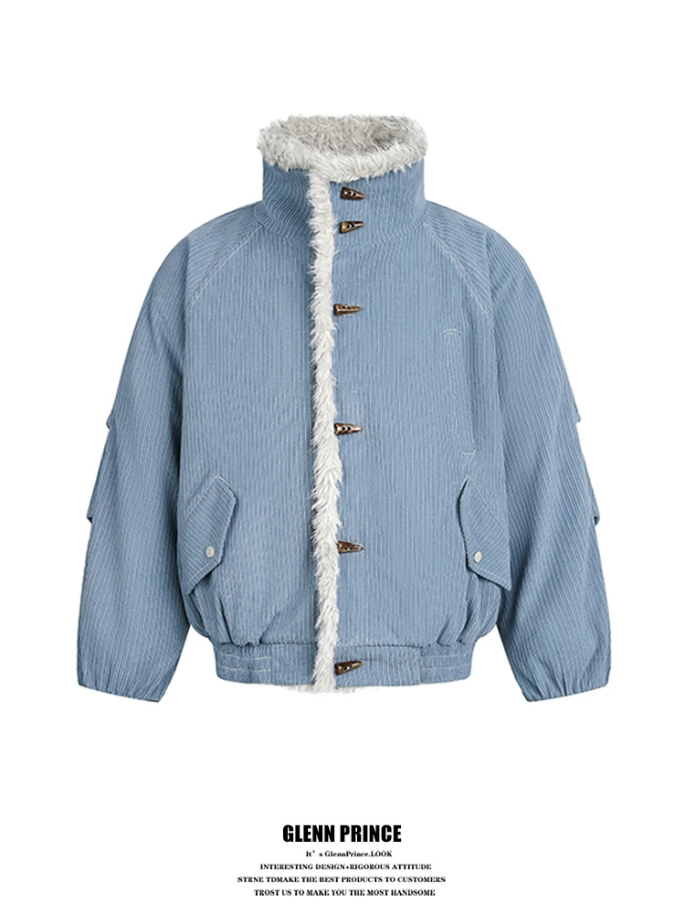 

GPstudio Men's ort Cotton Jaet Retro Button Design Mountain Eagle Embroidery Thi Winter Coat Warm Casual Sle Polyeste...