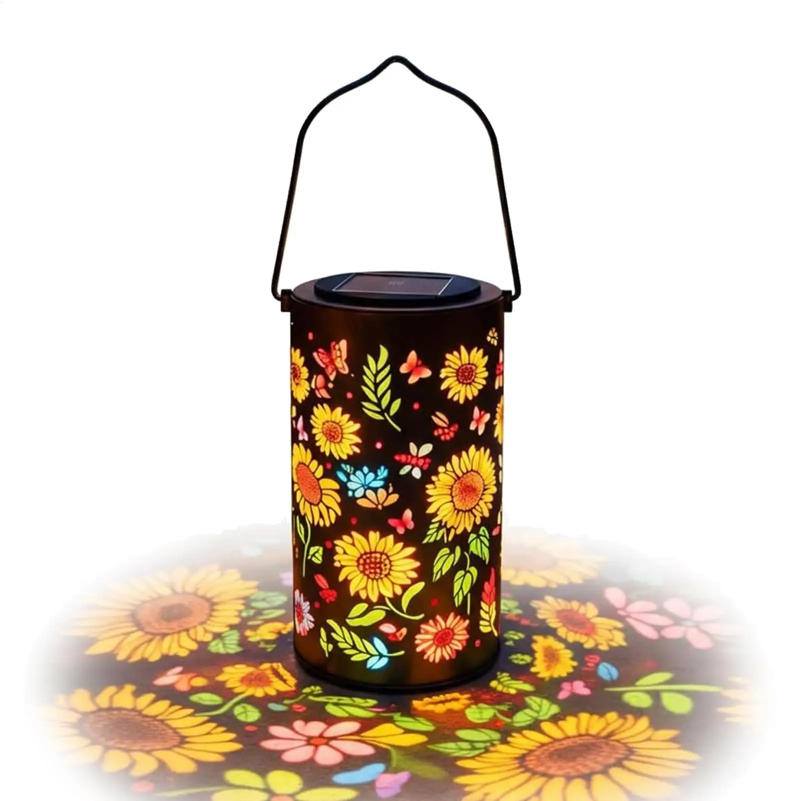 Solar Powered Sunflower Light Shadow Light Waterproof Outdoor Light For Night Pathway Lawn Garden Patio Decor Colorful Light