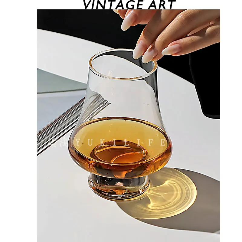 Bourbon Whisky Crystal Glass Snifter Wide Tasting Glasses - Handcrafted - Good for Cognac Brandy Scotch - 9-ounce/260ml