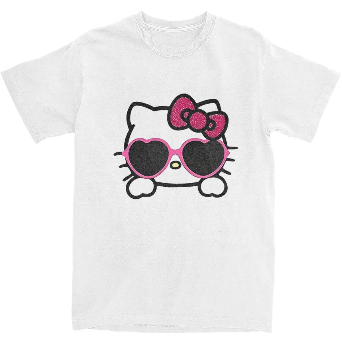 

Men's Hello Kitty Cartoon T Shirts Cotton Tees Summer Vintage Short Sleeve T Shirt O-Neck Harajuku Print Tee Shirt Plus Size 5XL