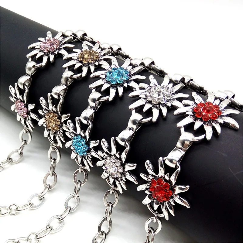 أزياء لامعة سخية إديلويس أساور مهرجان أكتوبر حزب سوار شعبي جدا حجر الراين الزهور سحر سوار للنساء #2