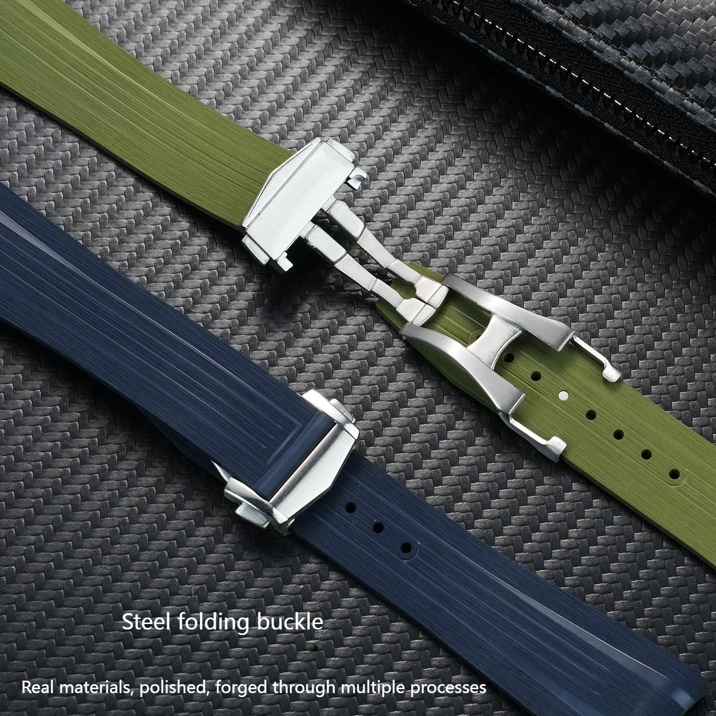 For Longines HydroConquest GMT Watch Band FKM Rubber Strap Replacement for L3.890.4 L3.790.4 L3.830 view 3