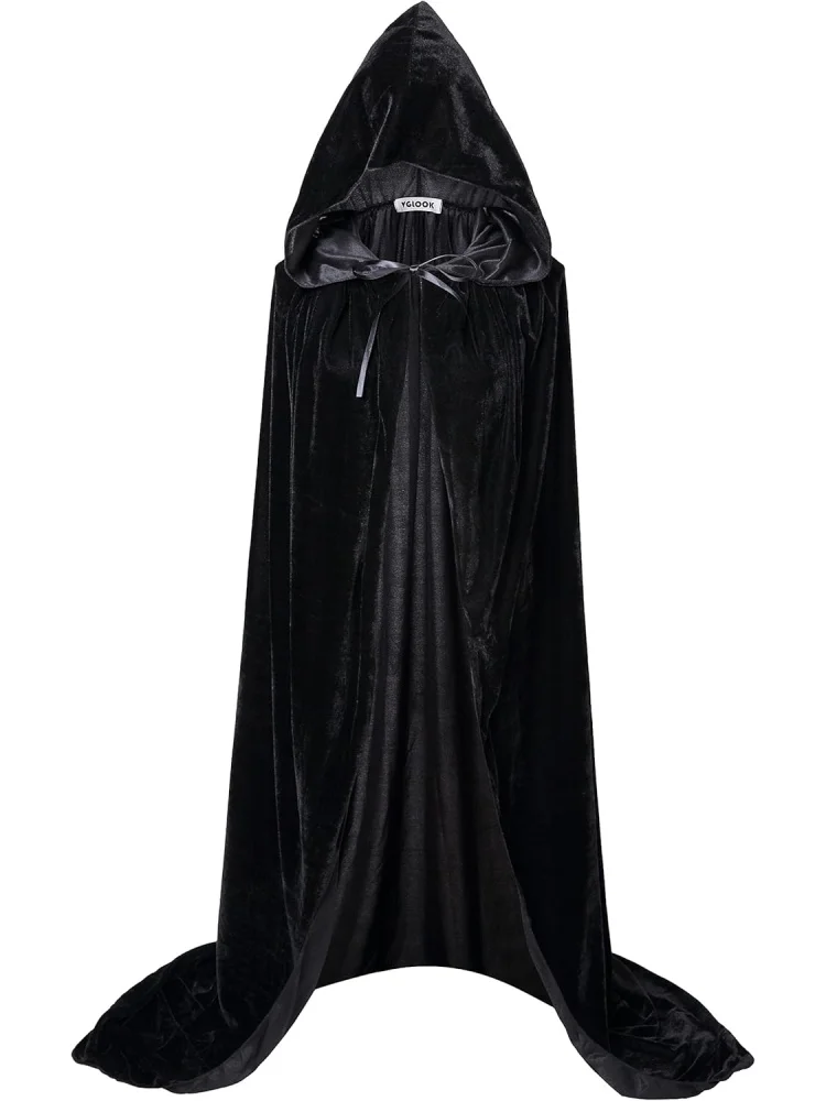 Unisex Adults Hooded Cloak Velvet Cape for Halloween Cosplay Costumes, Gothic Steampunk Victorian Style, For Vampires Wizards